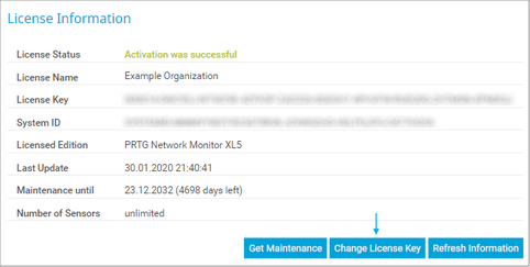 Update Your License: Click Change License Key