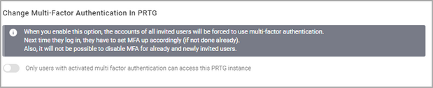 Change Multi-Factor Authentication in PRTG