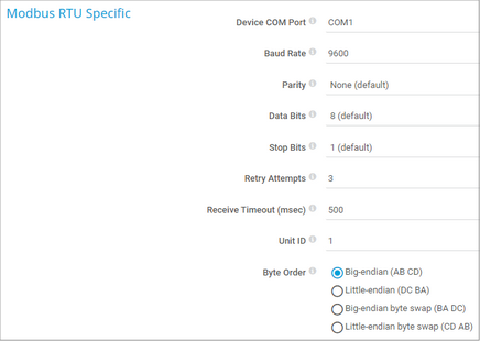 Modbus RTU Specific